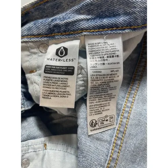 Levi's Baggy Dad Women's Blue High Rise Straight Wide Leg Denim Jeans Pants 31 - Picture 4 of 9